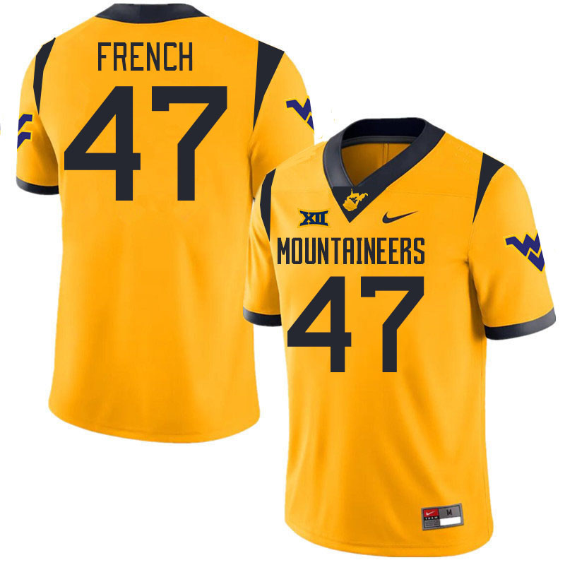 Men #47 Ty French West Virginia Mountaineers College 2024 New Uniforms Football Jerseys Stitched Sal